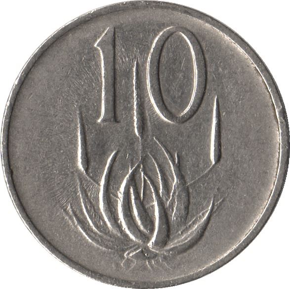 South Africa 10 Cents Afrikaans Legend - SUID-AFRIKA Coin KM68.2 1965 - 1969