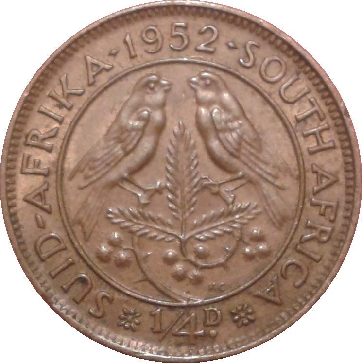 South Africa 1/4 Penny Coin | George VI SUID AFRIKA - SOUTH AFRICA | KM32.2 | 1951 - 1952