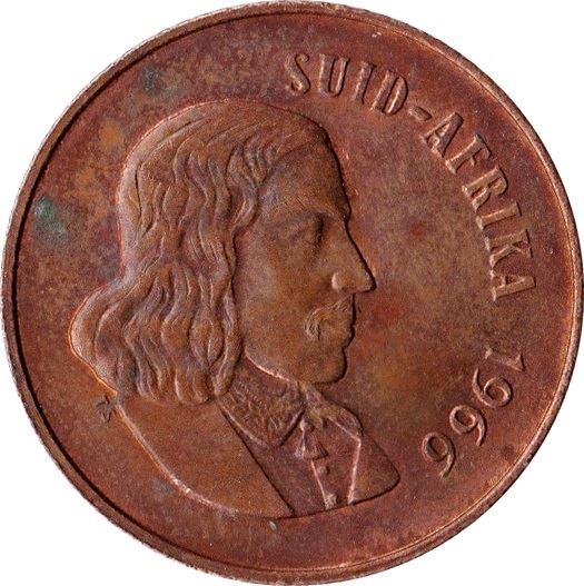 South Africa 2 Cents Coin | Afrikaans Legend - SUID-AFRIKA | KM66.2 | 1965 - 1969