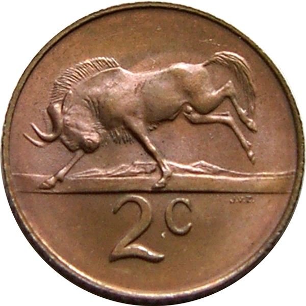 South Africa 2 Cents Coin | English Legend - SOUTH AFRICA | KM66.1 | 1965 - 1969