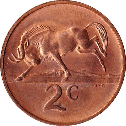 South Africa 2 Cents Coin | English Legend - SOUTH AFRICA | KM75.1 | 1968