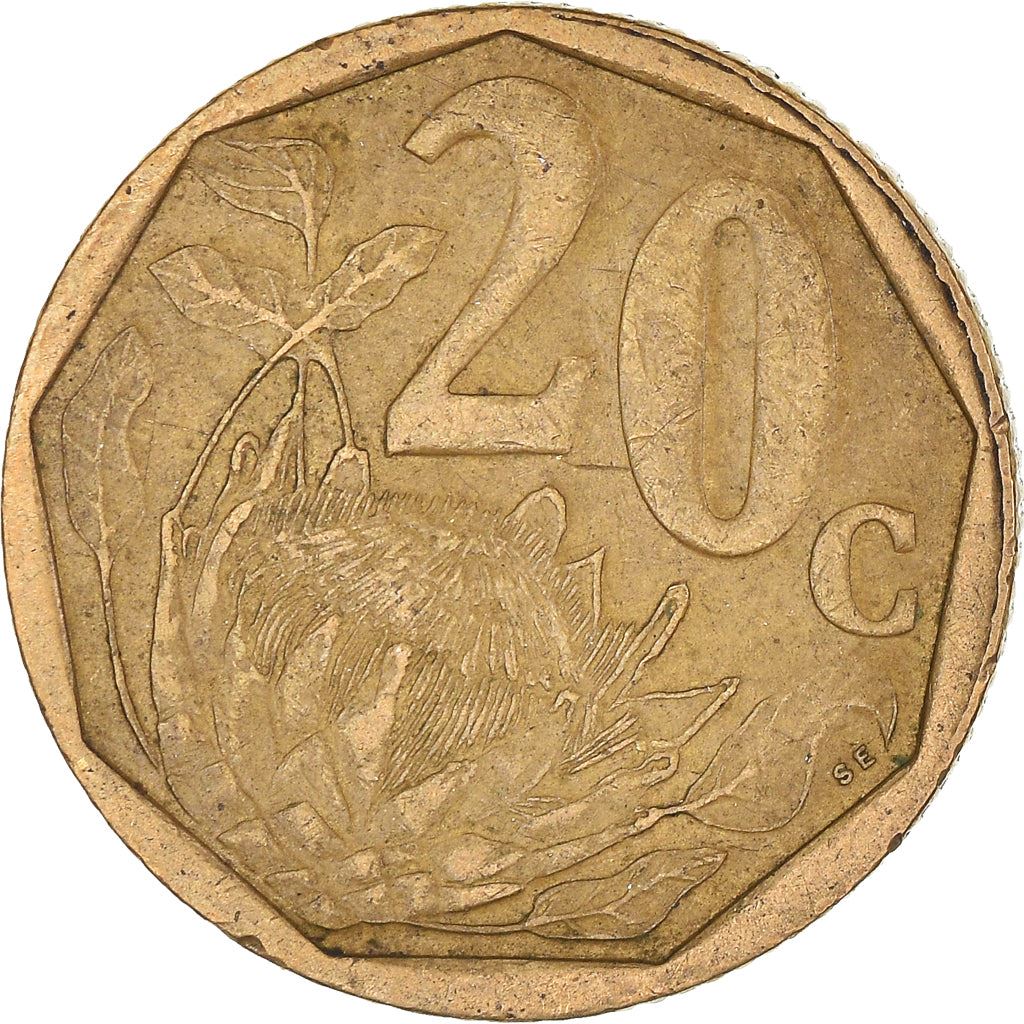 South Africa | 20 Cents Coin | Flowers | King Protea | Km:270 | 2002