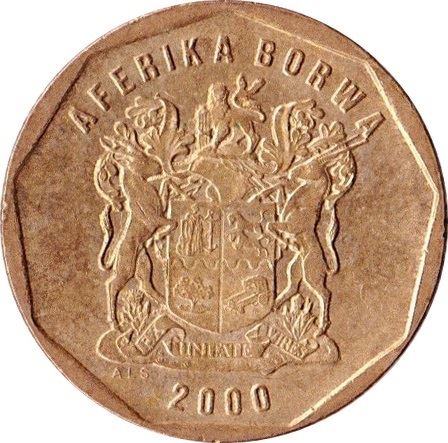 South Africa 20 Cents Tswana Legend - AFERIKA BORWA Coin KM162 1996 - 2000