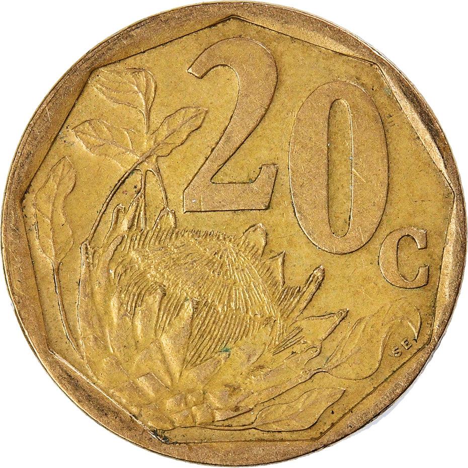 South Africa 20 Cents Tswana Legend - AFERIKA BORWA Coin KM162 1996 - 2000