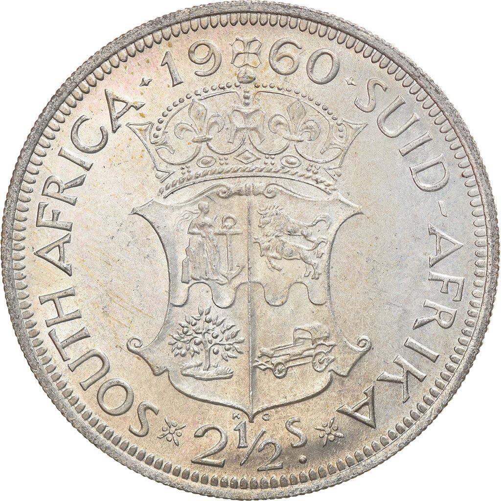 South Africa 2.5 Shillings Coin | Elizabeth II 1st portrait | KM51 | 1953 - 1960