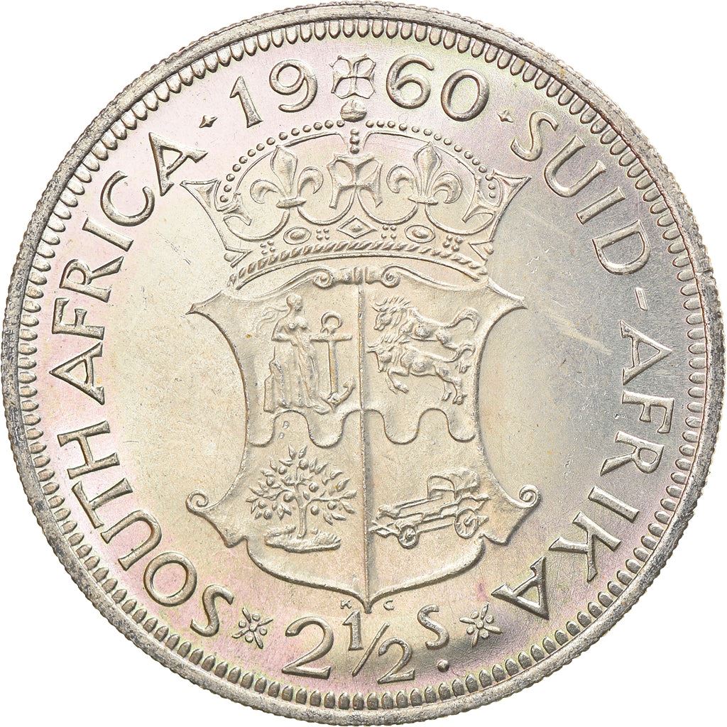 South Africa 2.5 Shillings Coin | Elizabeth II 1st portrait | KM51 | 1953 - 1960