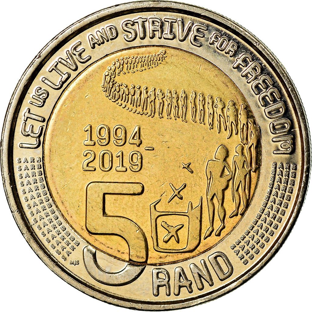 South Africa | 5 Rand Coin | People | Vote Booth | Democratic Elections | Km:700 | 2019