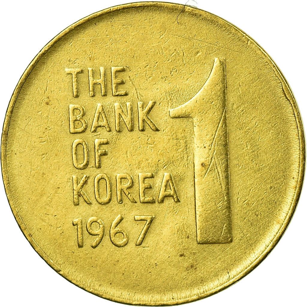 South Korea | 1 Won Coin | Rose of Sharon - Hibiscus syriacus | KM4 | 1966 - 1967