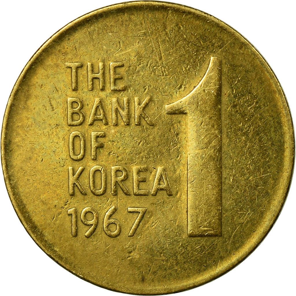 South Korea | 1 Won Coin | Rose of Sharon - Hibiscus syriacus | KM4 | 1966 - 1967