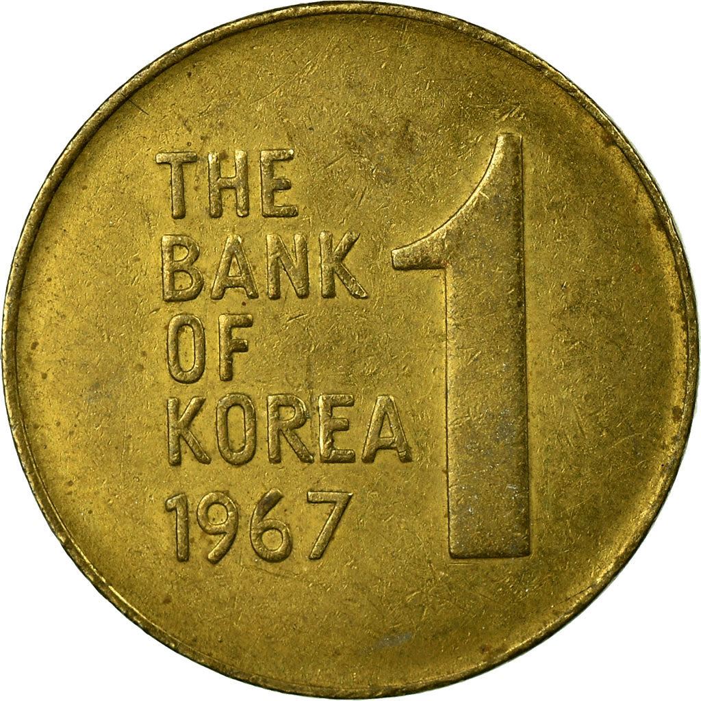 South Korea | 1 Won Coin | Rose of Sharon - Hibiscus syriacus | KM4 | 1966 - 1967