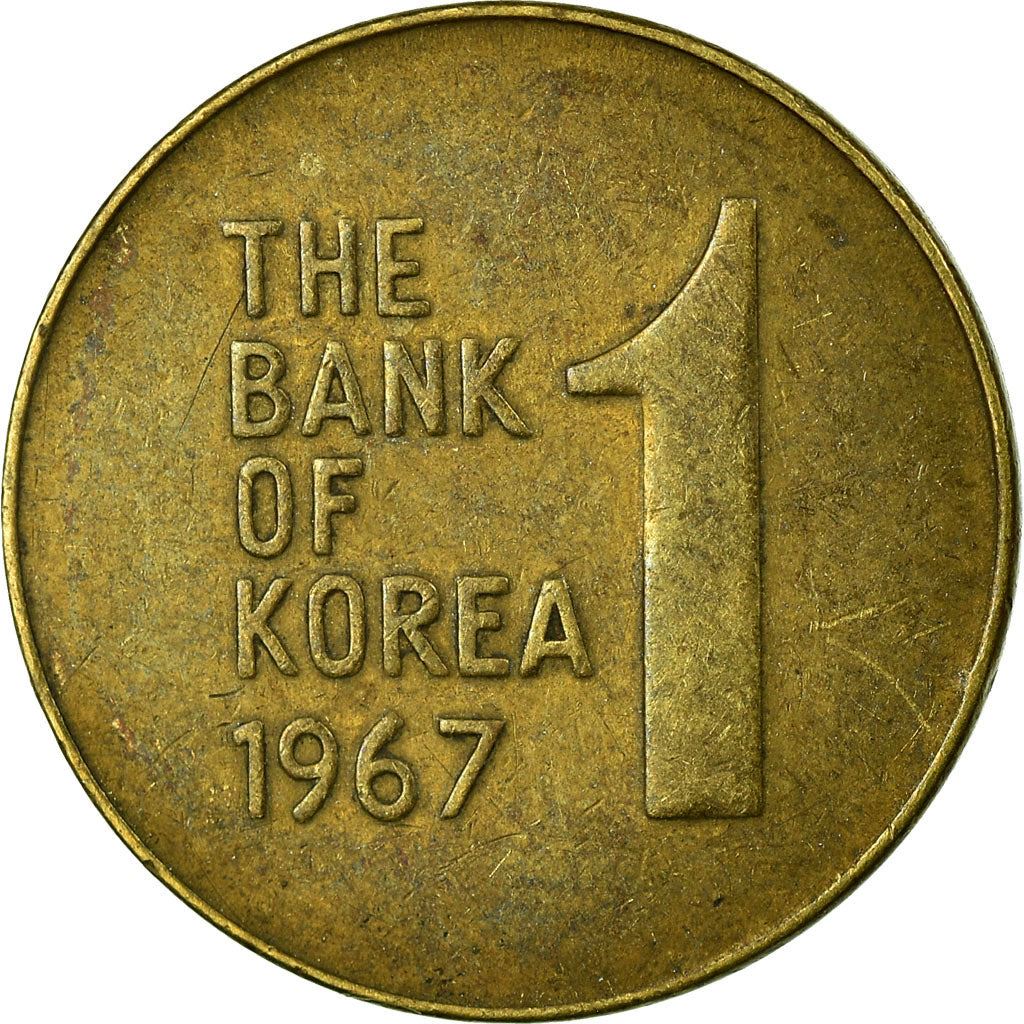 South Korea | 1 Won Coin | Rose of Sharon - Hibiscus syriacus | KM4 | 1966 - 1967