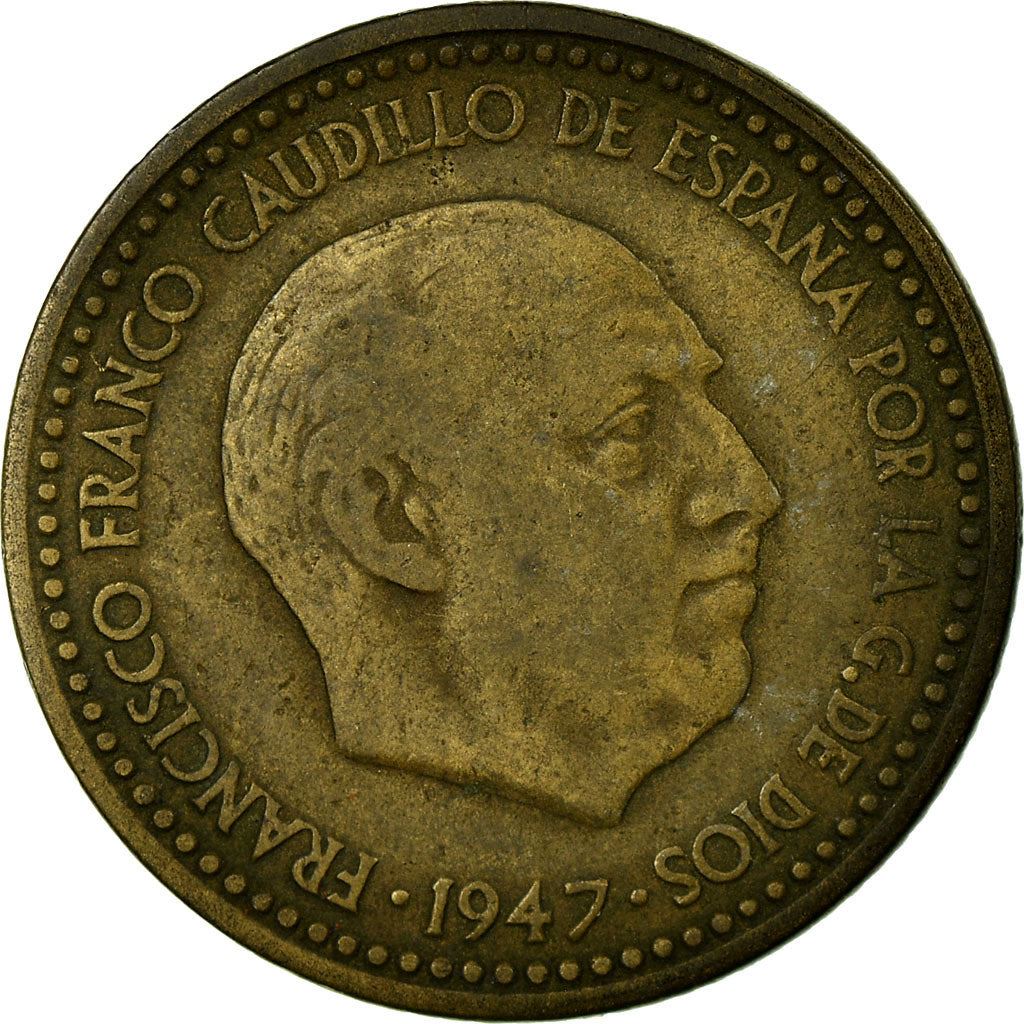 Spain 1 Peseta - Francisco Franco 1st portrait Coin KM775 1946 - 1963