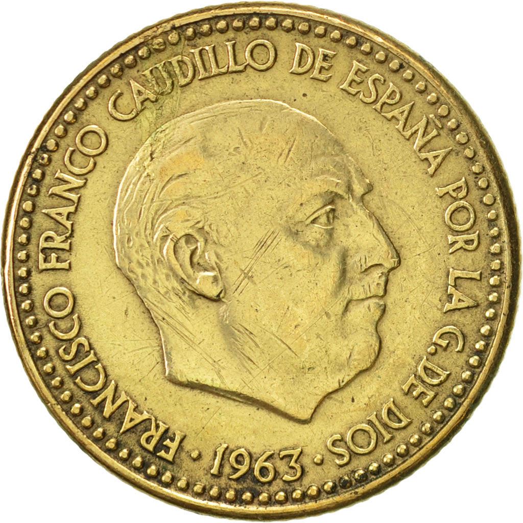 Spain 1 Peseta - Francisco Franco 1st portrait Coin KM775 1946 - 1963