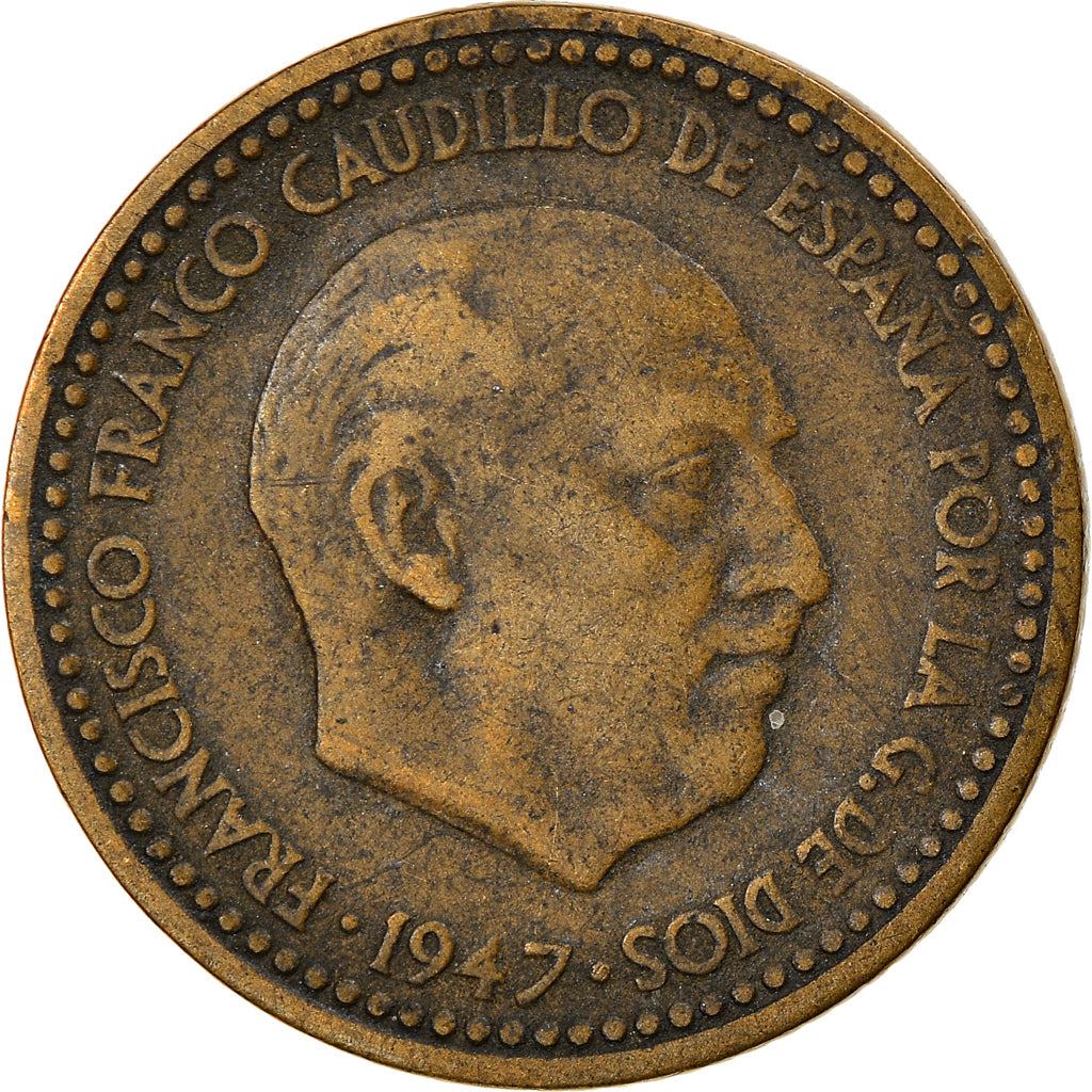 Spain 1 Peseta - Francisco Franco 1st portrait Coin KM775 1946 - 1963