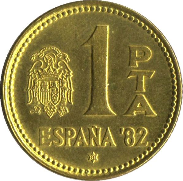 Spain 1 Peseta - Juan Carlos I España '82 Coin KM816 1980 Horses and equines