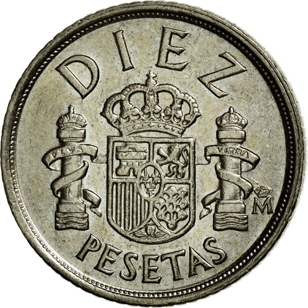 Spain 10 Pesetas - Juan Carlos I Type 1 denomination Coin KM827 1983 - 1985