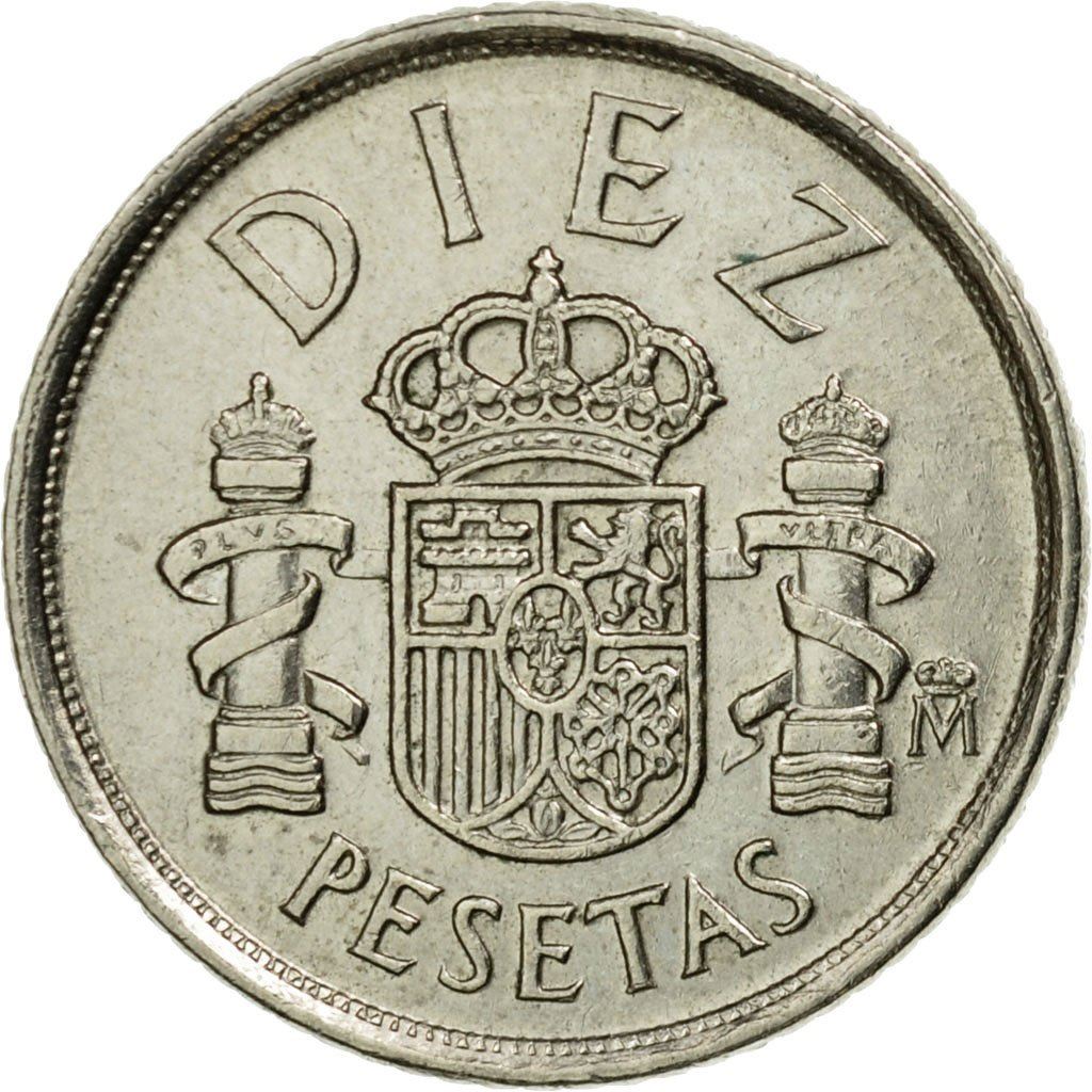 Spain 10 Pesetas - Juan Carlos I Type 1 denomination Coin KM827 1983 - 1985