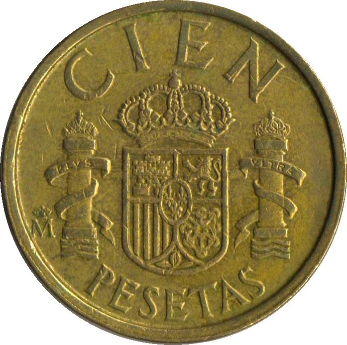 Spain 100 Pesetas - Juan Carlos I "CIEN" Coin 1982 - 1990 KM 826