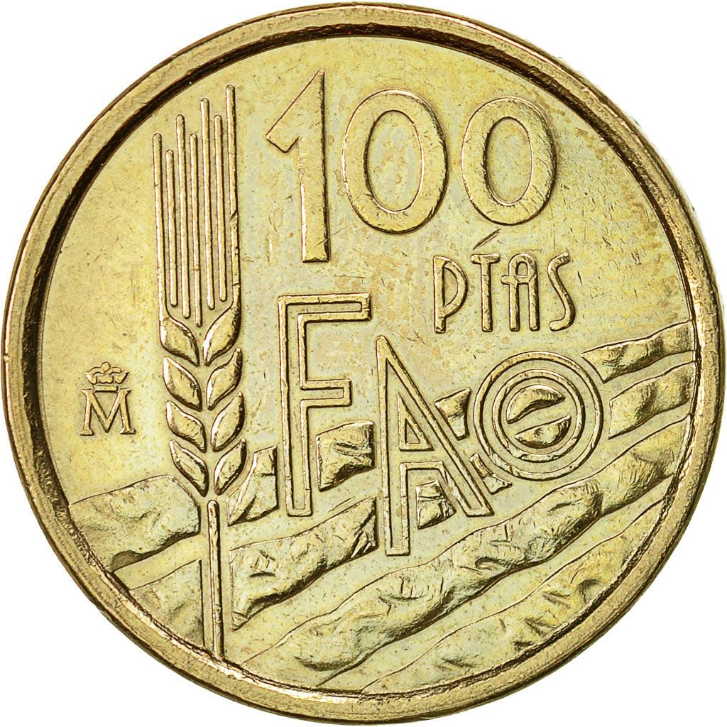 Spain 100 Pesetas - Juan Carlos I FAO Coin KM950 1995