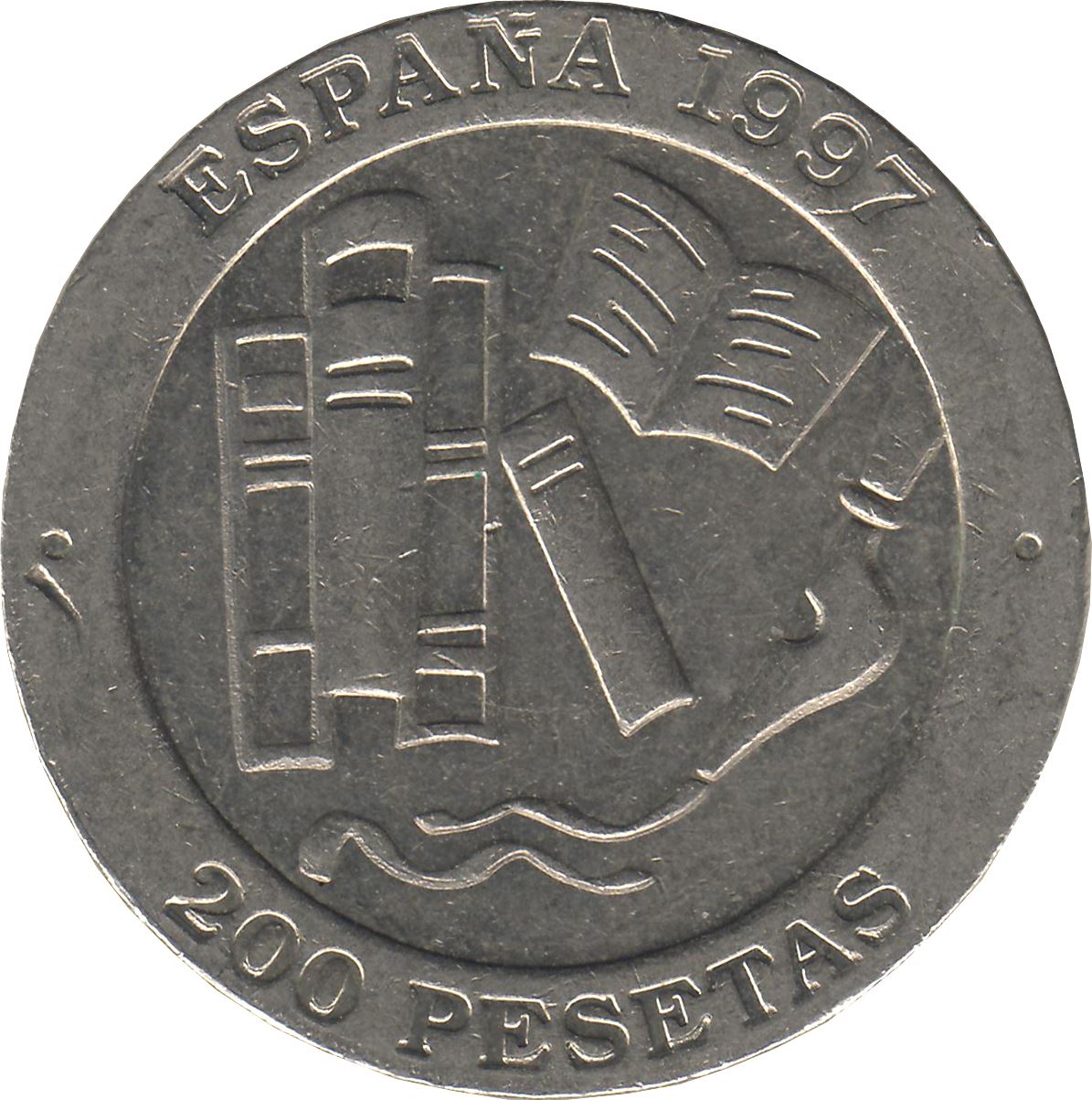 Spain 200 Pesetas Jacinto Benavente Coin KM986 1997