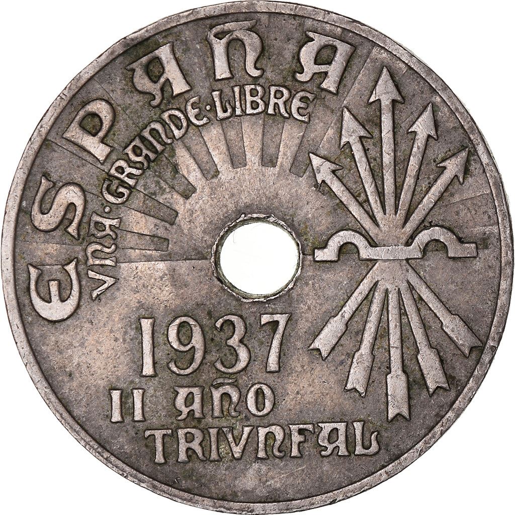 Spain 25 Centimos - 2nd Triumphant Year Coin KM753 1937 Soccer