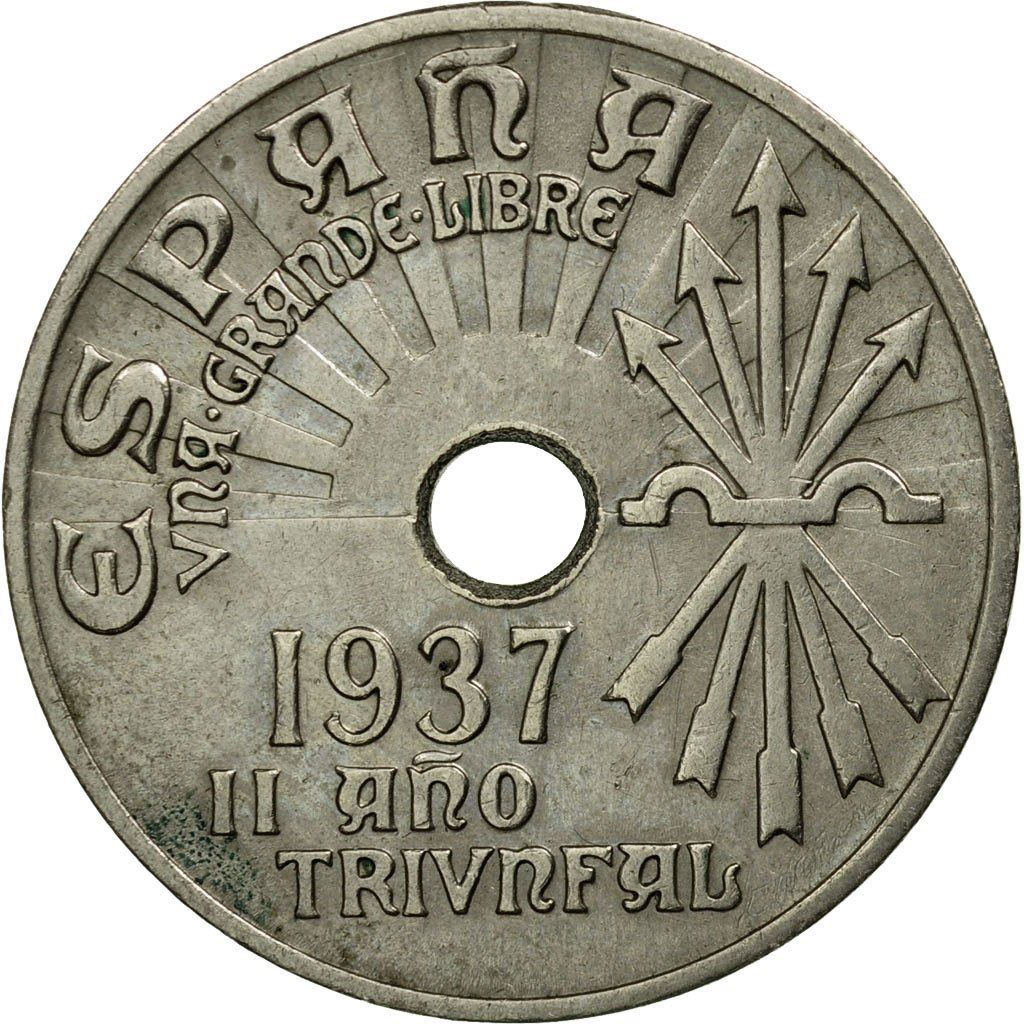 Spain 25 Centimos - 2nd Triumphant Year Coin KM753 1937 Soccer