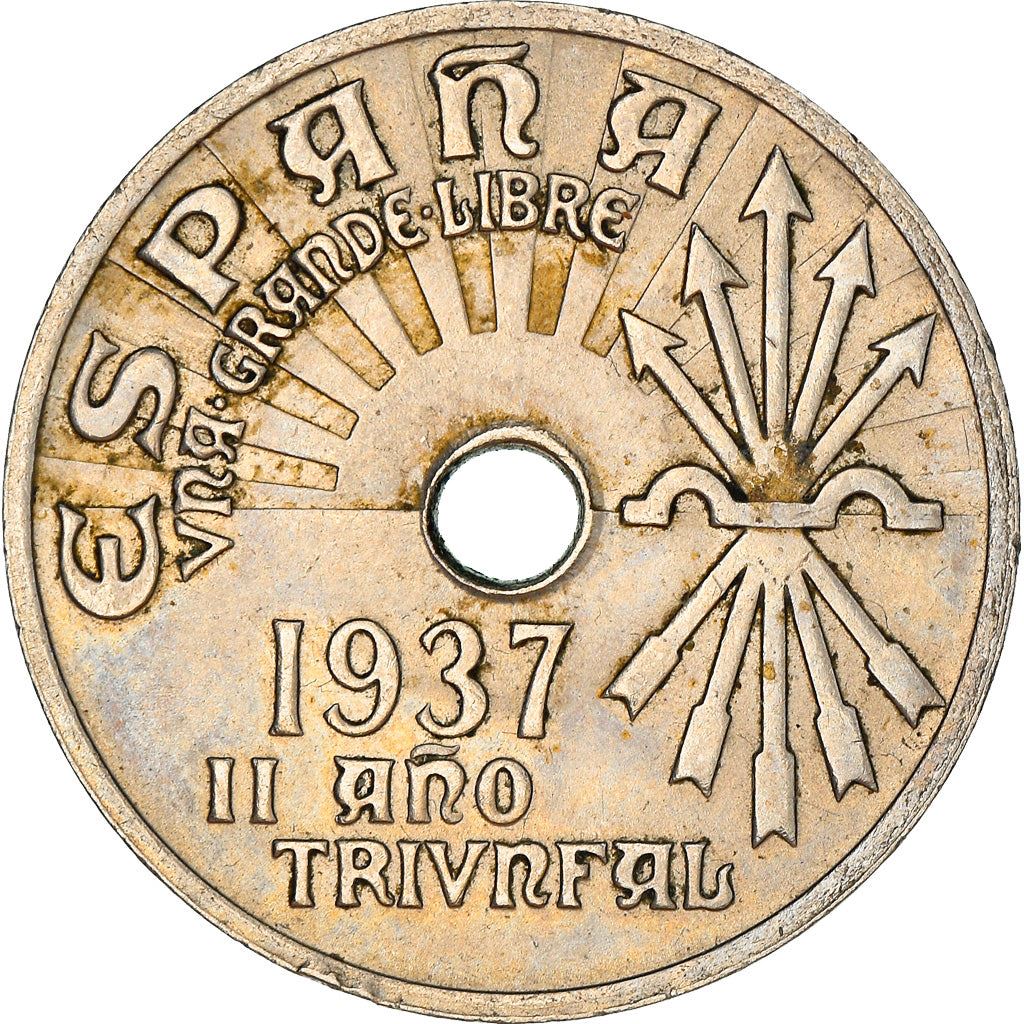 Spain 25 Centimos - 2nd Triumphant Year Coin KM753 1937 Soccer