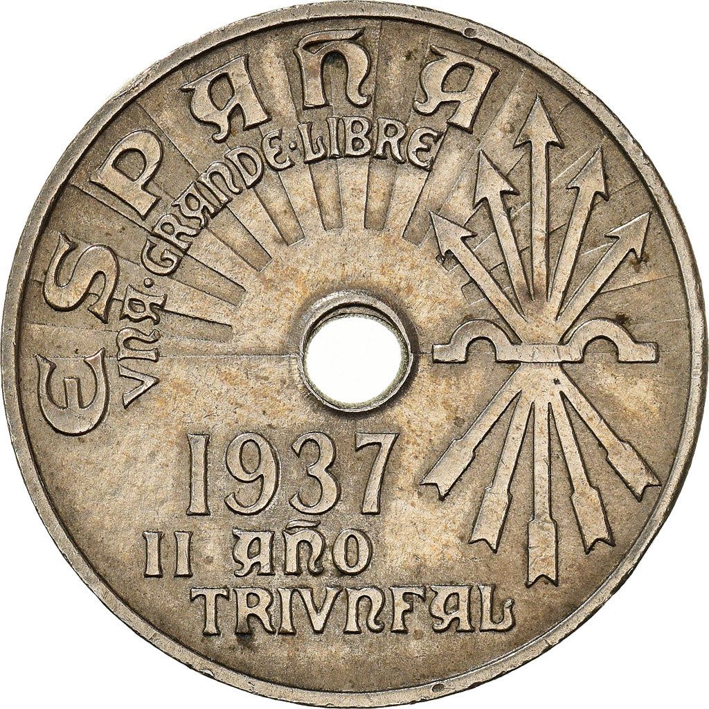 Spain 25 Centimos - 2nd Triumphant Year Coin KM753 1937 Soccer