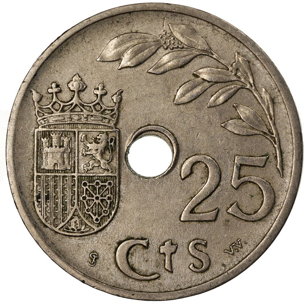 Spain 25 Centimos - 2nd Triumphant Year Coin KM753 1937 Soccer