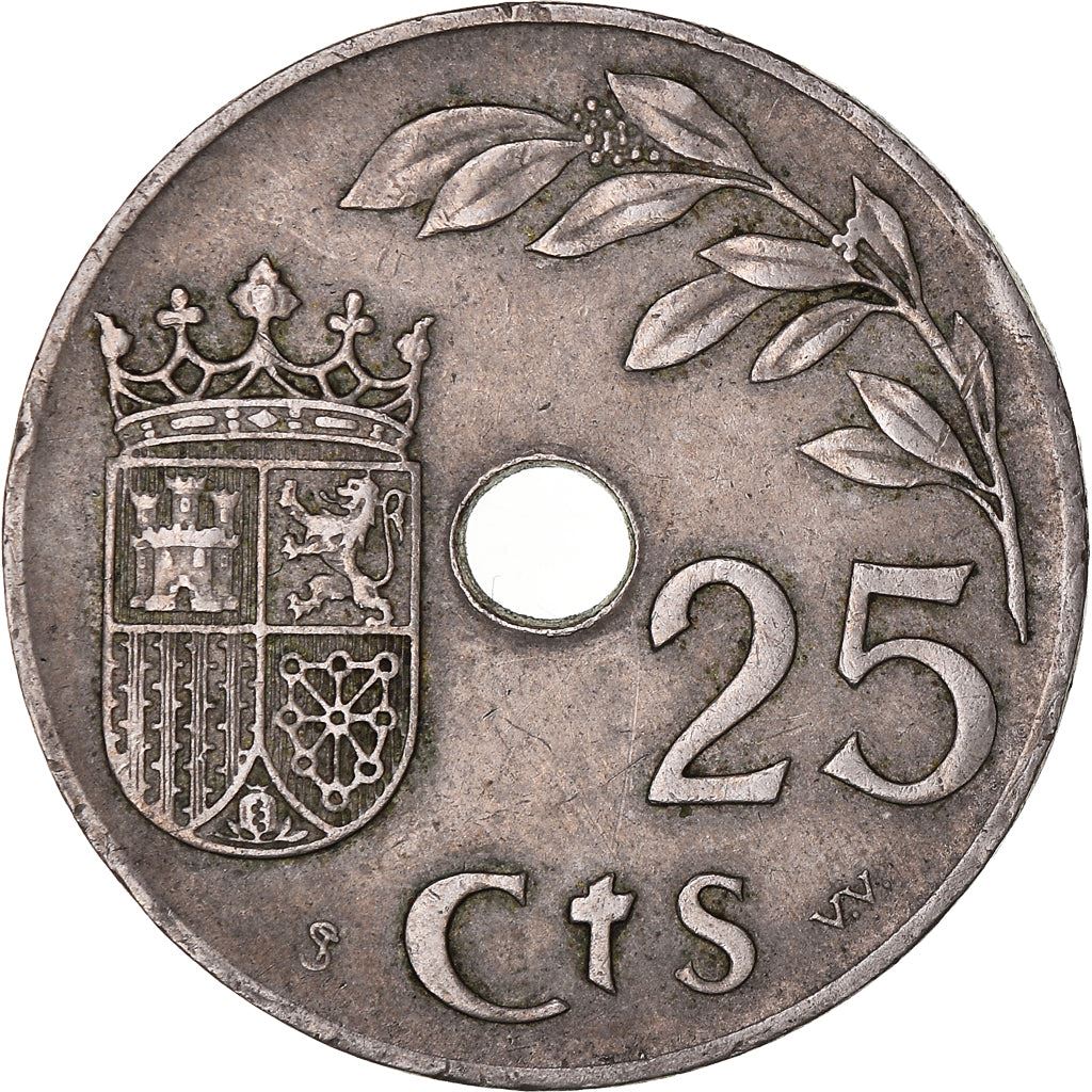 Spain 25 Centimos - 2nd Triumphant Year Coin KM753 1937 Soccer