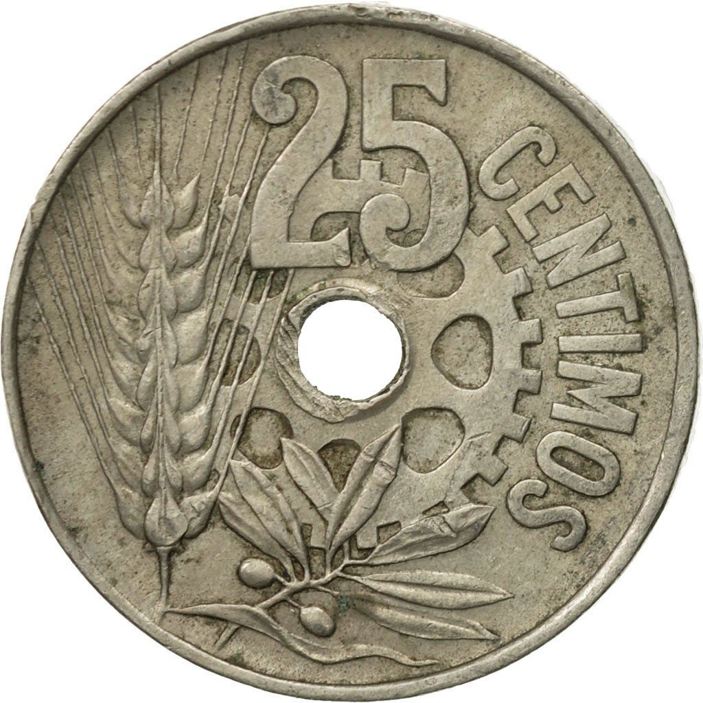 Spain 25 Centimos - II Republic Coin KM751 1934 Soccer