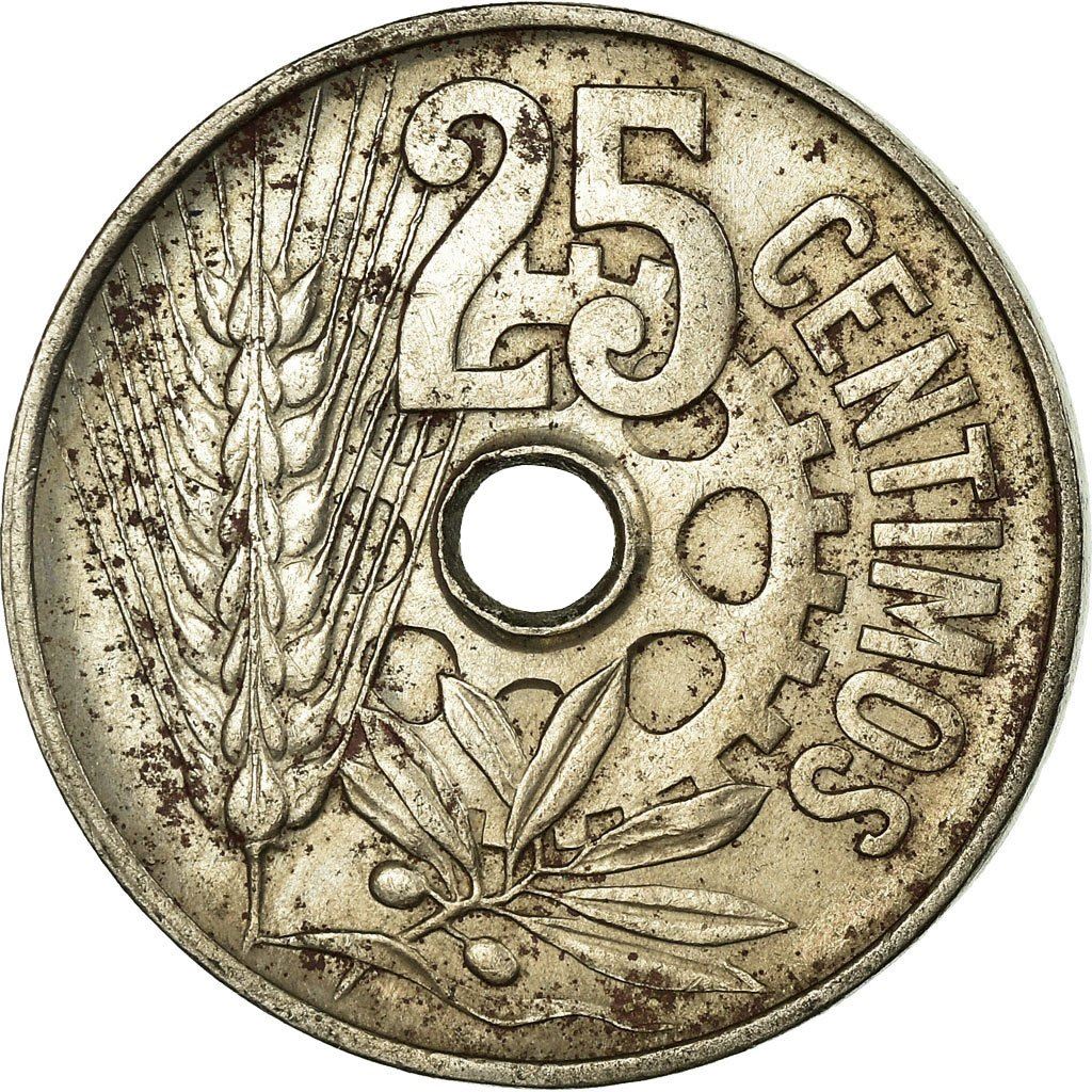 Spain 25 Centimos - II Republic Coin KM751 1934 Soccer