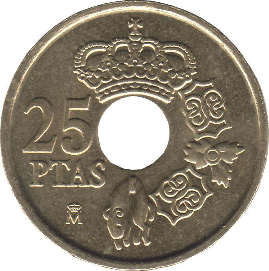 Spain 25 Pesetas - Juan Carlos I Coin KM1013 2000 - 2001