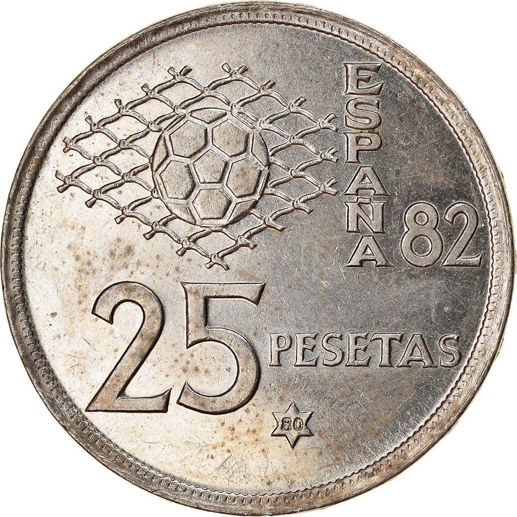 Spain 25 Pesetas - Juan Carlos I España '82 Coin 1980 KM 818