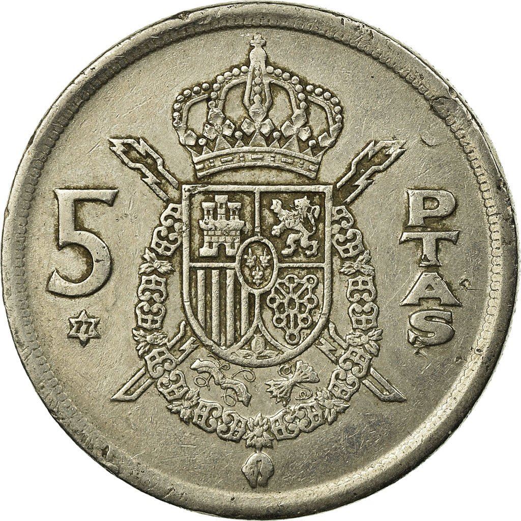 Spain 5 Pesetas Coin - Juan Carlos I |KM807 | 1975