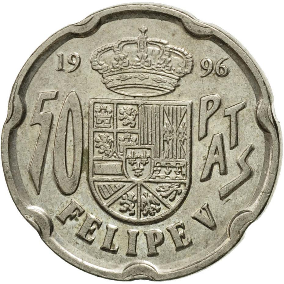 Spain 50 Pesetas Felipe V Coin KM963 1996