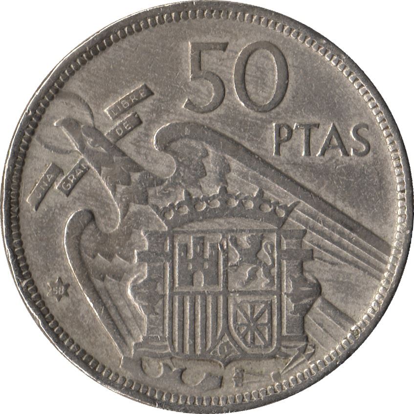 Spain 50 Pesetas - Francisco Franco Coin KM788 1957 (1958 - 1975)