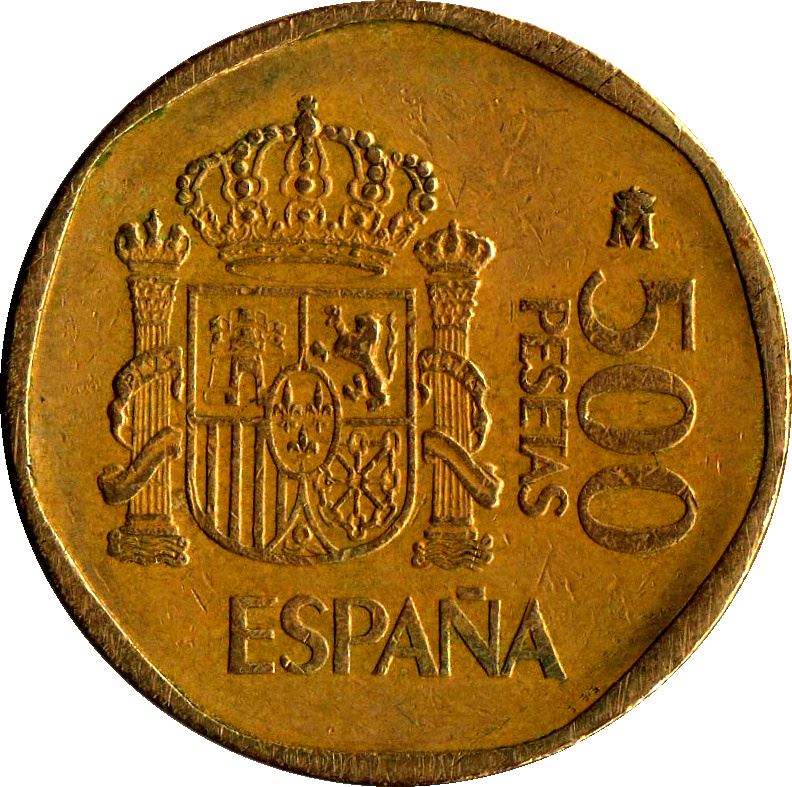 Spain 500 Pesetas - Juan Carlos I Coin KM831 1987 - 1990 Painting