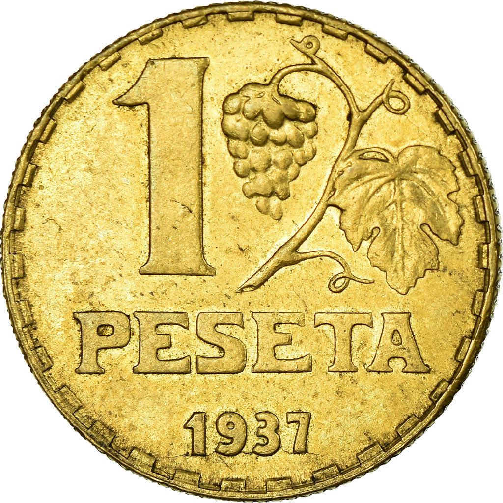 Spain Coin Spanish 1 Peseta | Lady Republica | Grape | KM755 | 1937