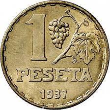 Spain Coin Spanish 1 Peseta | Lady Republica | Grape | KM755 | 1937