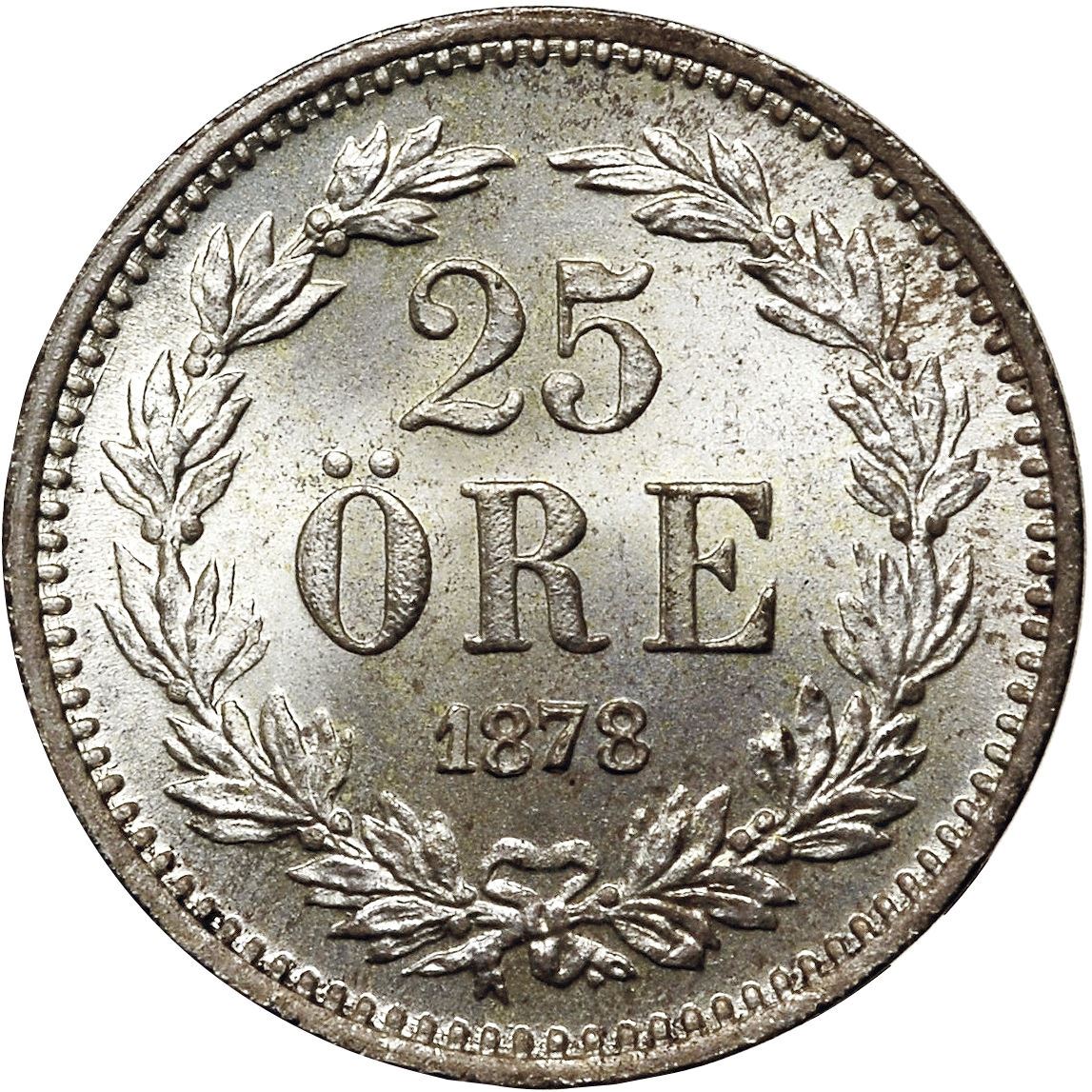 Sweden | Swedish 25 Ore Coin | King Oscar II | KM738 | 1874 - 1878