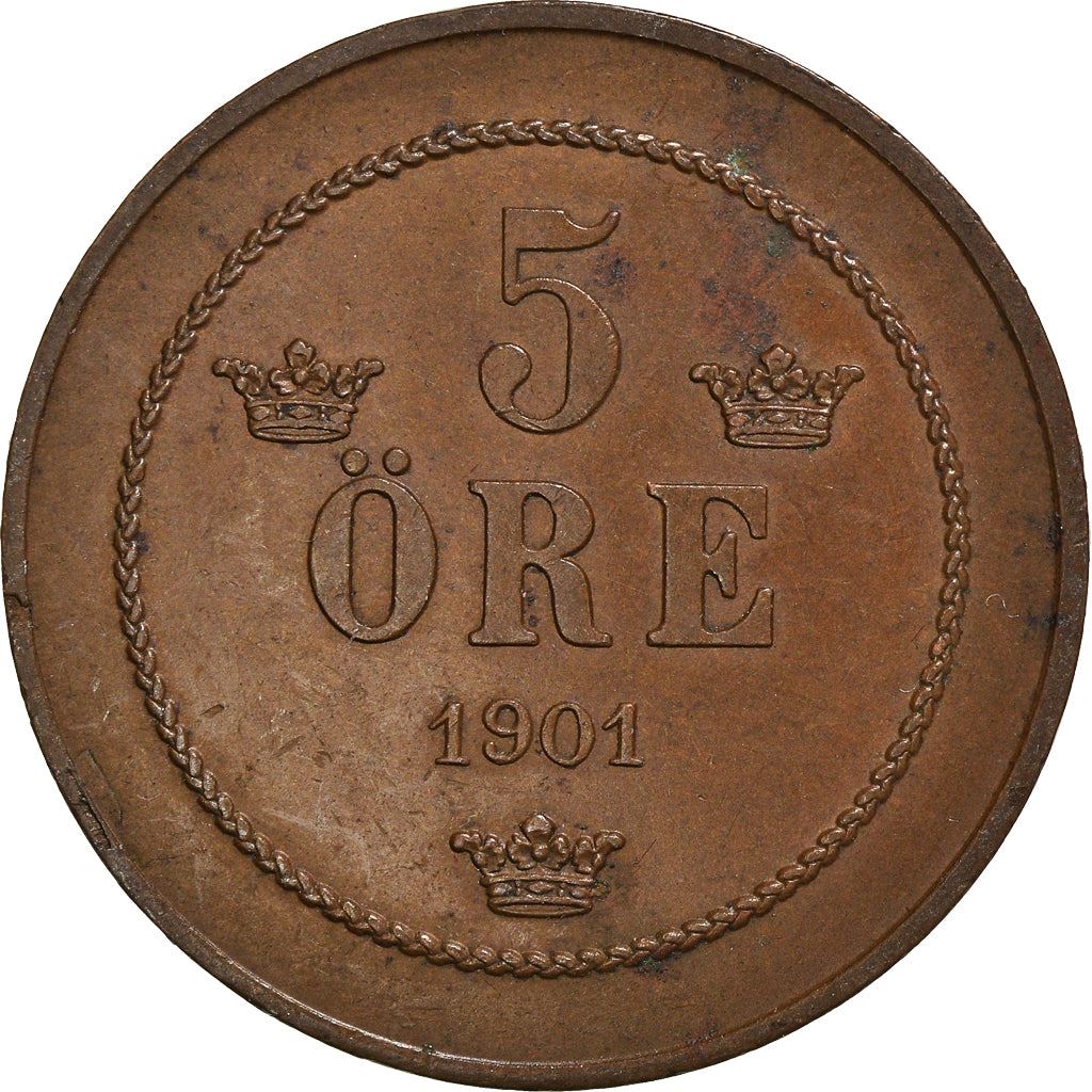 Sweden | Swedish 5 Ore Coin | Oscar II large letters | KM757 | 1888 - 1905