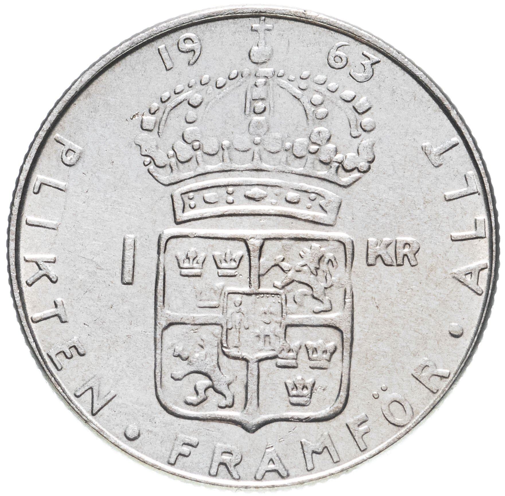 Swedish 1 Krona Coin | Gustaf VI Adolf | Sweden | 1952 - 1968