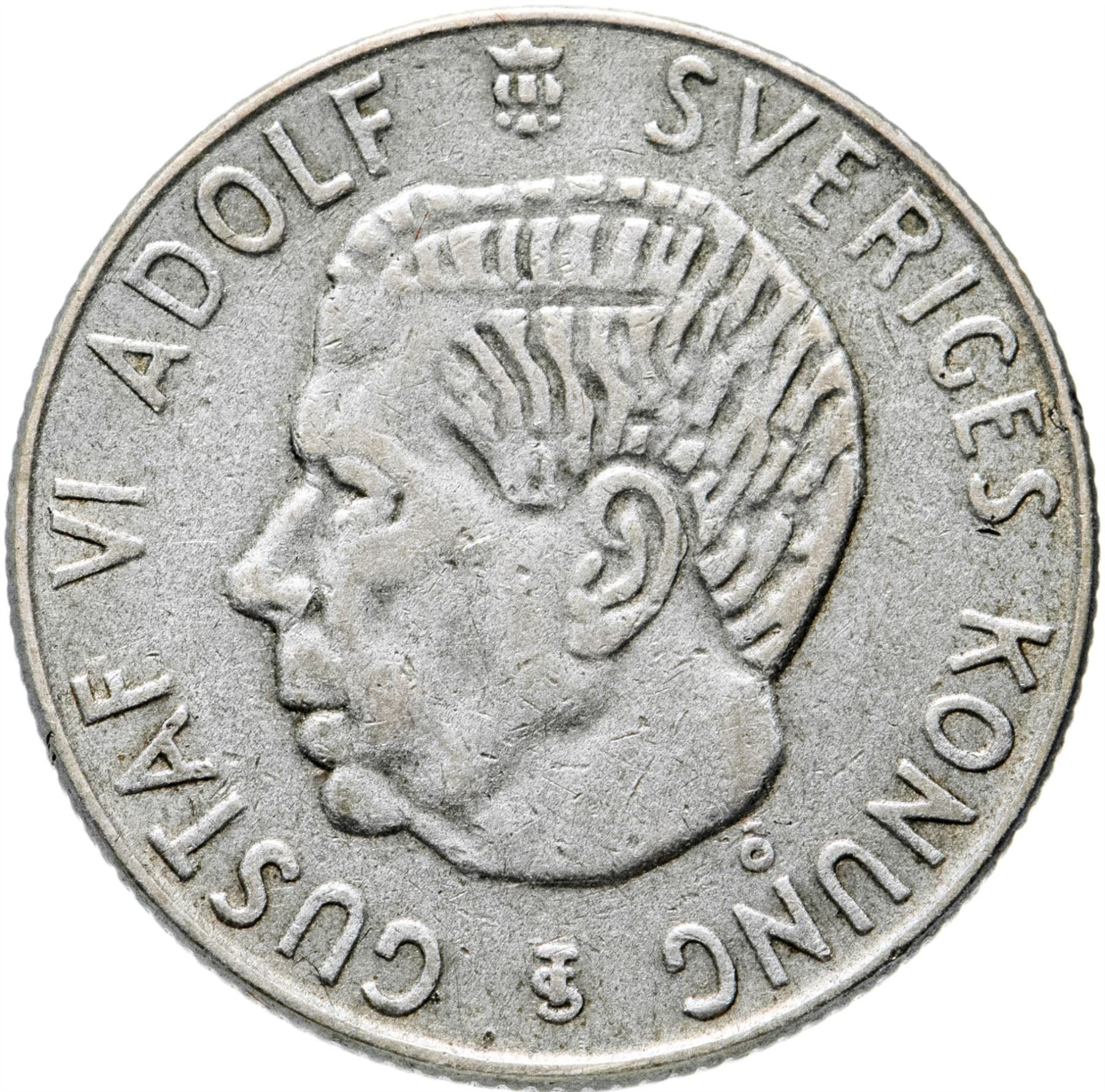 Swedish 1 Krona Coin | Gustaf VI Adolf | Sweden | 1952 - 1968