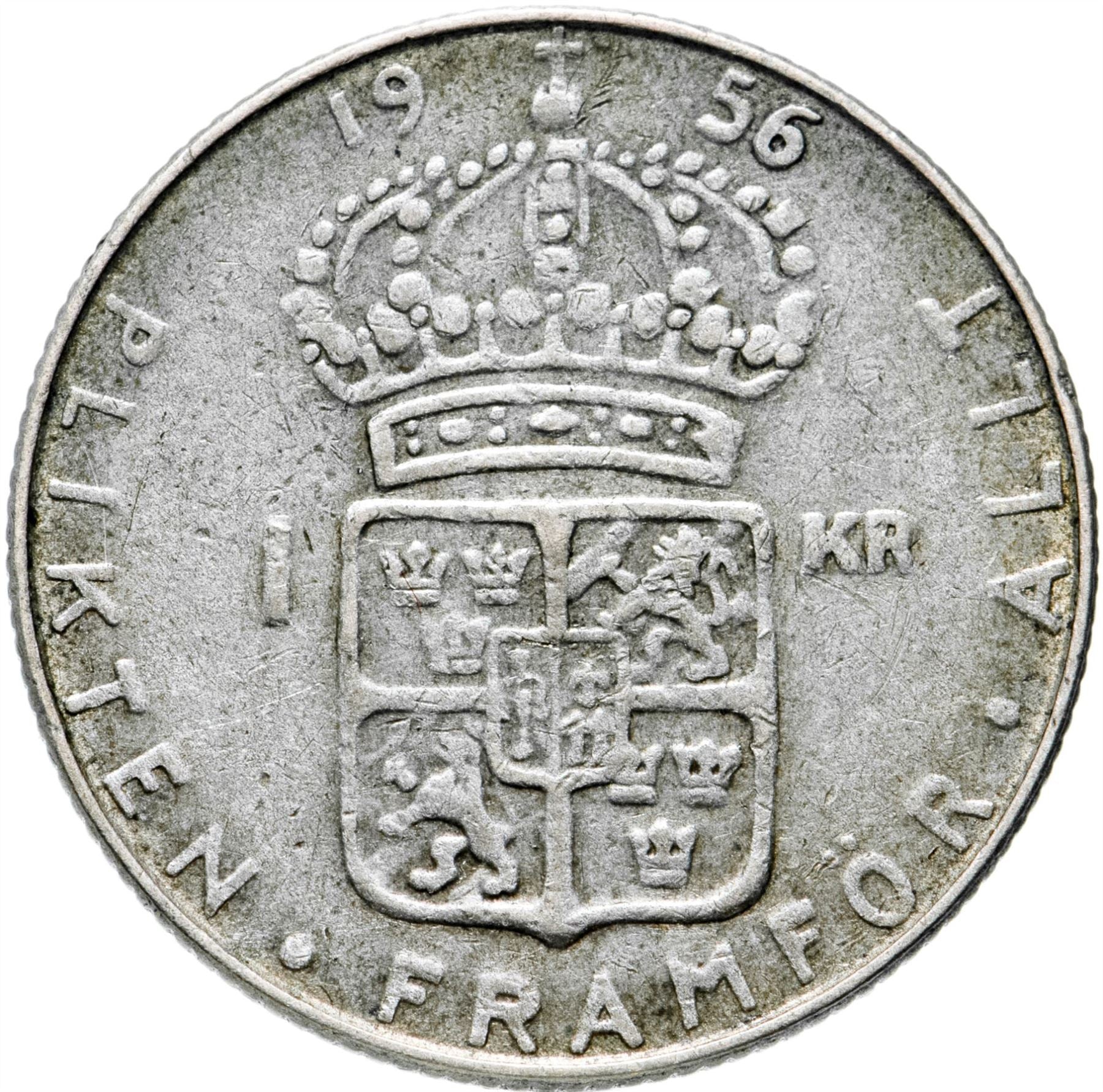 Swedish 1 Krona Coin | Gustaf VI Adolf | Sweden | 1952 - 1968