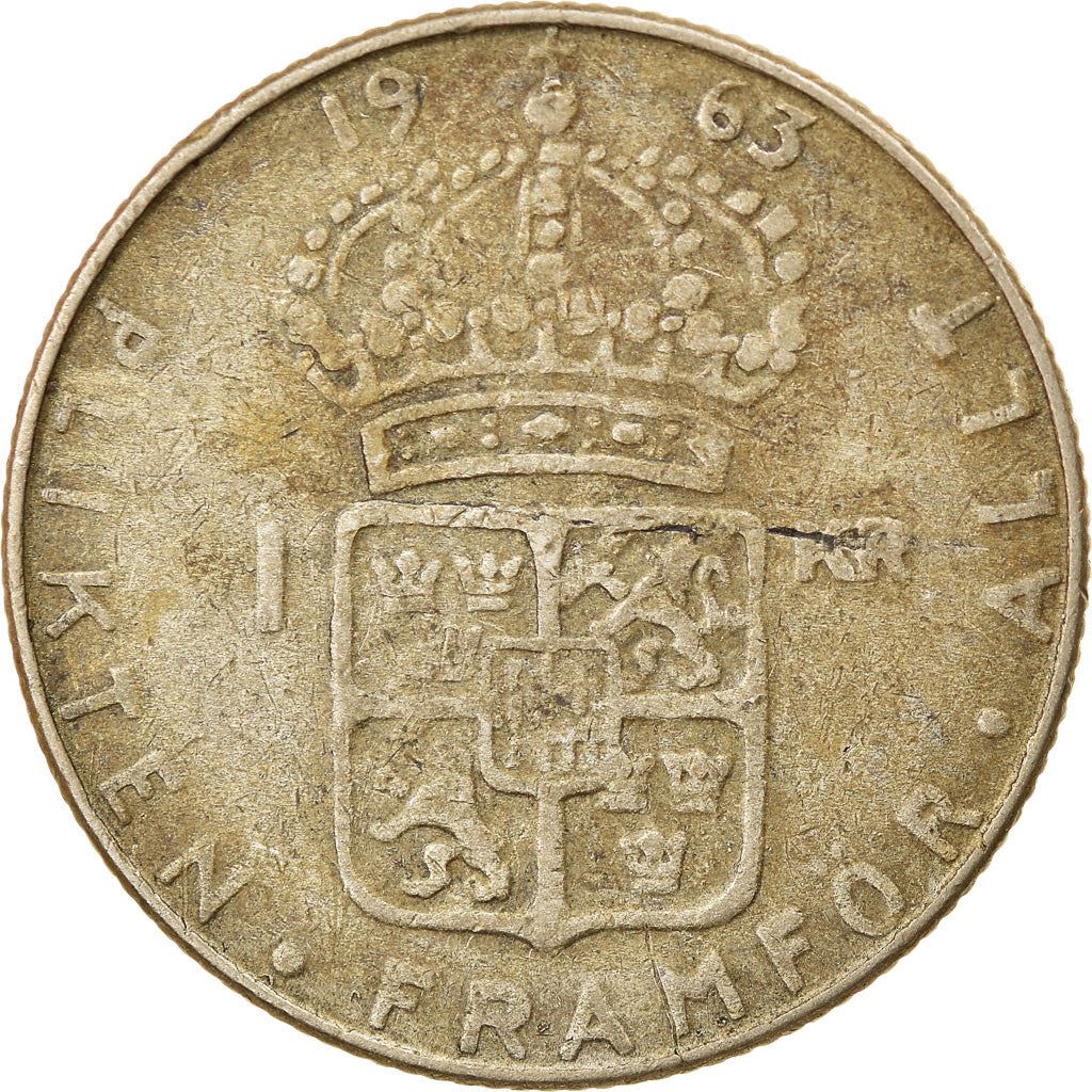 Swedish 1 Krona Coin | Gustaf VI Adolf | Sweden | 1952 - 1968