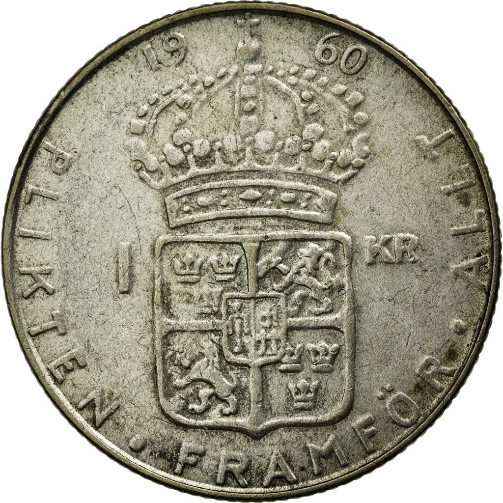 Swedish 1 Krona Coin | Gustaf VI Adolf | Sweden | 1952 - 1968