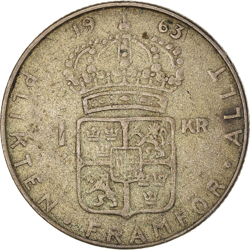 Swedish 1 Krona Coin | Gustaf VI Adolf | Sweden | 1952 - 1968