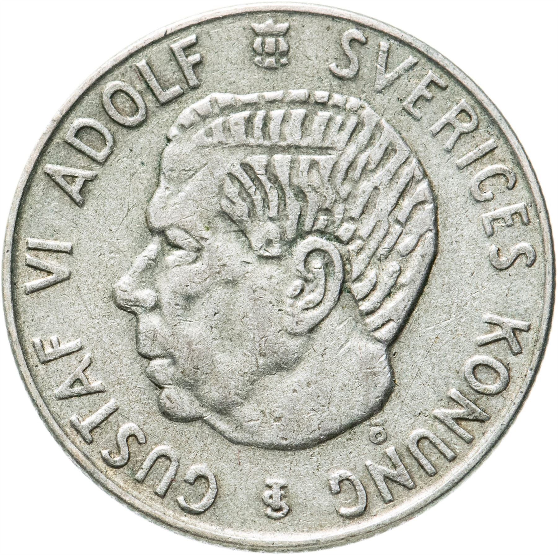 Swedish 1 Krona Coin | Gustaf VI Adolf | Sweden | 1952 - 1968