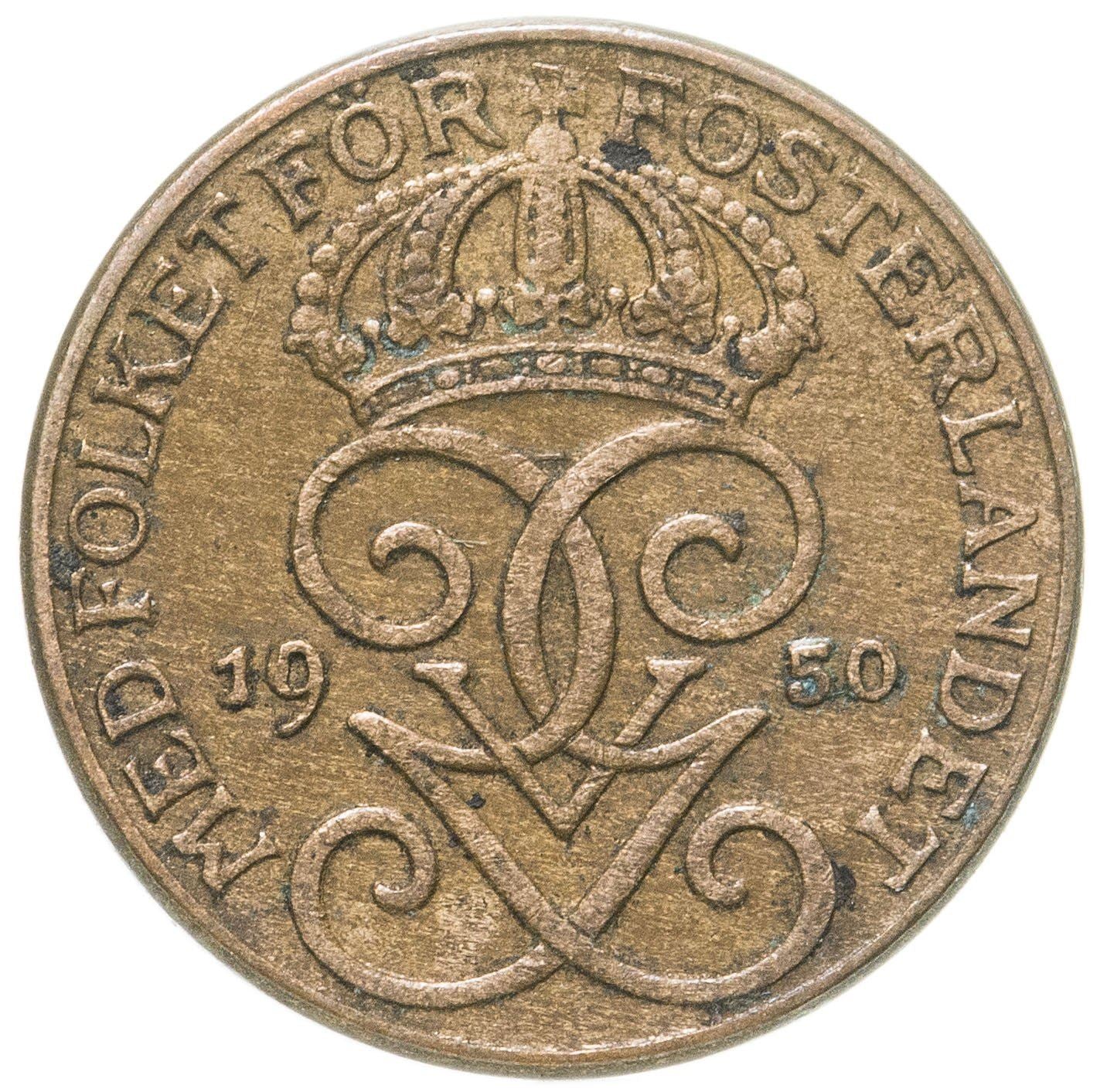 Swedish 1 Ore Coin | King Gustaf V | Sweden | 1910 - 1950